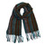 Baby alpaca blend scarf, 'Andean Landscapes' - Brown Aqua Handwoven Striped Fringed Baby Alpaca Blend Scarf