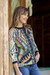 Recycled fiber blend sweater 'Sacred Geometry in Blue' - Blue Geometry Sweater