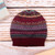 100% baby alpaca hat, 'Andean Mirage' - Burgundy Ribbed 100% Baby Alpaca Hat with Geometric Designs