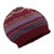 100% baby alpaca hat, 'Andean Mirage' - Burgundy Ribbed 100% Baby Alpaca Hat with Geometric Designs