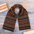 100% baby alpaca scarf, 'Brown Andean Geometry' - Square-Patterned Geometric Knit 100% Baby Alpaca Scarf