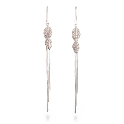 Sterling silver waterfall earrings, 'Sumaq Mallki' - Andean-Made Sylvan-Themed Sterling Silver Waterfall Earrings