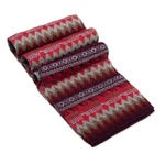 100% baby alpaca scarf, 'Flames of the Andes' - Patterned Soft 100% Baby Alpaca Scarf in Red and Brown Hues