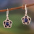 Sodalite dangle earrings, 'Heaven Roots' - Floral Natural Sodalite Cabochon Dangle Earrings from Peru (image 2) thumbail