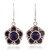 Sodalite dangle earrings, 'Heaven Roots' - Floral Natural Sodalite Cabochon Dangle Earrings from Peru thumbail