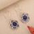 Sodalite dangle earrings, 'Heaven Roots' - Floral Natural Sodalite Cabochon Dangle Earrings from Peru (image 2b) thumbail