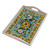 Reverse painted glass tray, 'Morning Harvest' - Silver-Toned Handcrafted Floral Reverse-Painted Glass Tray thumbail