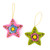 Ceramic ornaments, 'Ayacucho Bloomed Stars' (pair) - 2 Colorful Ceramic Star-Shaped Floral Christmas Ornaments thumbail