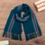 100% alpaca scarf, 'Teal Night' - Handwoven Fringed Soft 100% Alpaca Scarf in Teal Green Hues (image 2) thumbail
