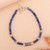 Sodalite beaded pendant bracelet, 'Dazzling Ocean' - Sodalite Beaded Bracelet with Darkened Silver Pendant (image 2b) thumbail