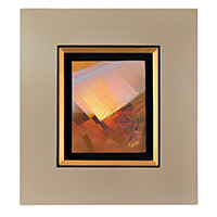 'Andean Sunrise' - Landscape-Inspired Modern Abstract Framed Oil Painting