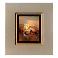 'Shapes and Lights' - Abstract Modern Oil on Canvas Painting with Wooden Frame