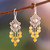 Citrine chandelier earrings, 'Lively Flowers' - Hammered Polished Citrine Silver Floral Chandelier Earrings (image 2) thumbail