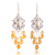 Citrine chandelier earrings, 'Lively Flowers' - Hammered Polished Citrine Silver Floral Chandelier Earrings thumbail