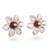 Agate button earrings, 'Red Tiliaceus' - Floral-Themed Silver Button Earrings with Natural Agate Gems thumbail
