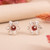 Agate button earrings, 'Red Tiliaceus' - Floral-Themed Silver Button Earrings with Natural Agate Gems (image 2b) thumbail