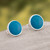 Chrysocolla button earrings, 'Classic Turquoise' - Round Silver Button Earrings with Turquoise Chrysocolla Gems (image 2) thumbail