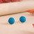 Chrysocolla button earrings, 'Classic Turquoise' - Round Silver Button Earrings with Turquoise Chrysocolla Gems (image 2c) thumbail