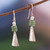 Aventurine dangle earrings, 'Pyramids of Inner Peace' - Pyramid-Inspired Hammered Aventurine Silver Dangle Earrings (image 2) thumbail