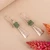 Aventurine dangle earrings, 'Pyramids of Inner Peace' - Pyramid-Inspired Hammered Aventurine Silver Dangle Earrings (image 2b) thumbail