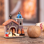 Ceramic nativity scene, 'Andean Portico' - Hand-Painted Andean-Themed Ceramic Christmas Nativity Scene