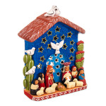 Ceramic nativity scene, 'Andean Light' - Hand-Painted Ceramic Holy Family Christmas Nativity Scene