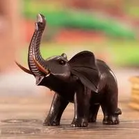 Cedarwood sculpture, 'Eternal Wisdom' - Artisan-Made Hand-Carved Brown Cedarwood Elephant Sculpture