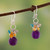 Multi-gemstone waterfall earrings, 'Colorful Marvel' - Amethyst Citrine Amazonite Pearl Silver Waterfall Earrings (image 2) thumbail