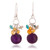 Multi-gemstone waterfall earrings, 'Colorful Marvel' - Amethyst Citrine Amazonite Pearl Silver Waterfall Earrings thumbail