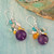 Multi-gemstone waterfall earrings, 'Colorful Marvel' - Amethyst Citrine Amazonite Pearl Silver Waterfall Earrings (image 2c) thumbail