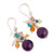 Multi-gemstone waterfall earrings, 'Colorful Marvel' - Amethyst Citrine Amazonite Pearl Silver Waterfall Earrings (image 2d) thumbail