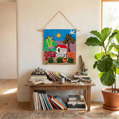 Cotton applique wall hanging, 'Dream Harvest' - Nature-Inspired Cotton-Blend Appliqué Wall Hanging from Peru