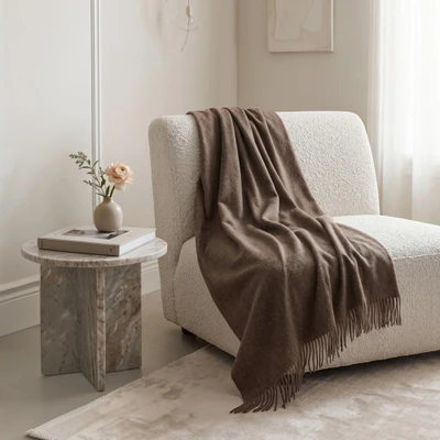 100% baby alpaca throw, 'Blissful Chocolate Dream' - Soft 100% Baby Alpaca Fringed Throw in a Chocolate Brown Hue