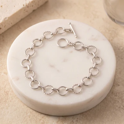 Sterling silver link bracelet, 'Heaven Links' - Avant-Garde Sterling Silver Link Bracelet Made in the Andes