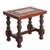 Mini mesa auxiliar de madera y cuero, 'Inca' - Mesa decorativa marrón de madera y cuero hecha a mano