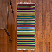 Wool rug, 'Earth in Balance' (2x5)