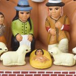 Ceramic sculpture, 'Peace Nativity' - Hands of God Maqui Nativity Scene Peruvian Art