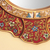 Reverse painted glass wall mirror, 'Floral Crimson' - Unique Red and Gold Reverse Painted Glass Wall Mirror (image 2b) thumbail