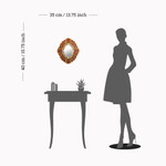 Reverse painted glass wall mirror, 'Floral Crimson' - Unique Red and Gold Reverse Painted Glass Wall Mirror