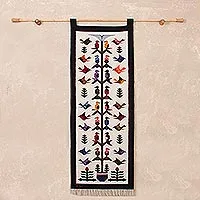 Wool tapestry, Hummingbird Song