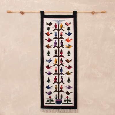 Wool tapestry, 'Hummingbird Song'  - Beautiful Fair Trade Wool Tapestry