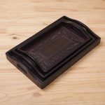 Cedar and leather trays, 'Collector' (set of 3) - Unique Leather and Wood Serving Trays (Set of 3)
