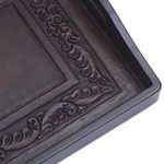 Cedar and leather trays, 'Collector' (set of 3) - Unique Leather and Wood Serving Trays (Set of 3)