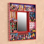 Retablo wall mirror, 'Chapel of Bethlehem' - Fair Trade Folk Art Retablo Mirror