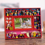 Photo frame, 'Tuna Harvest' (4x6) - Collectible Folk Art Wood Retablo Photo Frame (4x6)