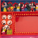 Photo frame, 'Tuna Harvest' (4x6) - Collectible Folk Art Wood Retablo Photo Frame (4x6)