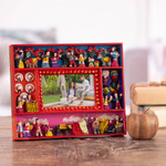 Photo frame, 'Tuna Harvest' (4x6) - Collectible Folk Art Wood Retablo Photo Frame (4x6)