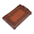 Wood and leather tray, 'Inca Romance' - Leather and Wood Folding Tray Handmade in Peru (image 2c) thumbail