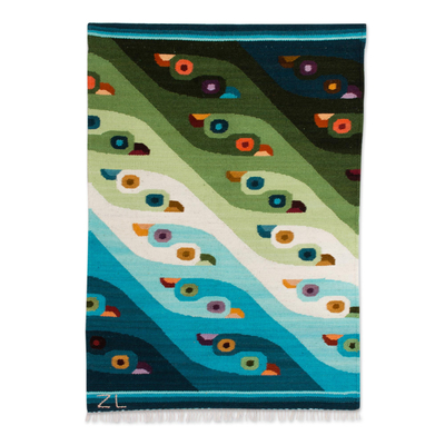Wool tapestry (2x2.5) - Sea Birds | NOVICA