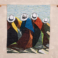 Wool tapestry, 'Women of My Land' - Wool tapestry